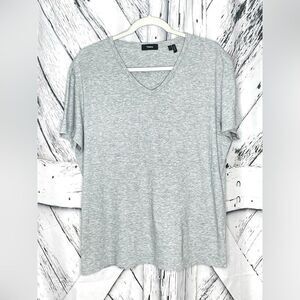 Theory Striped V-Neck T-Shirt Gray L